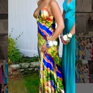 Mary.L Couture bright print Prom Dress